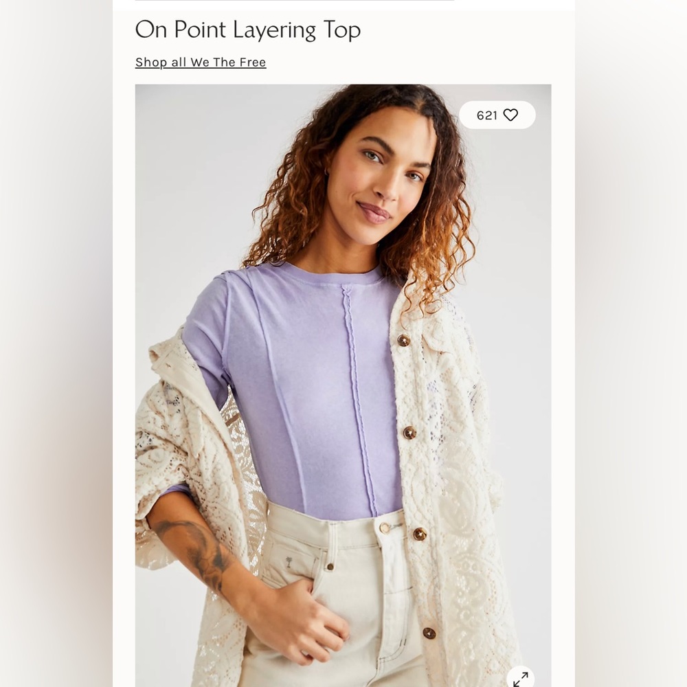 Free People- We the Free On Point Layering Top- Red Clover, Large. New.
